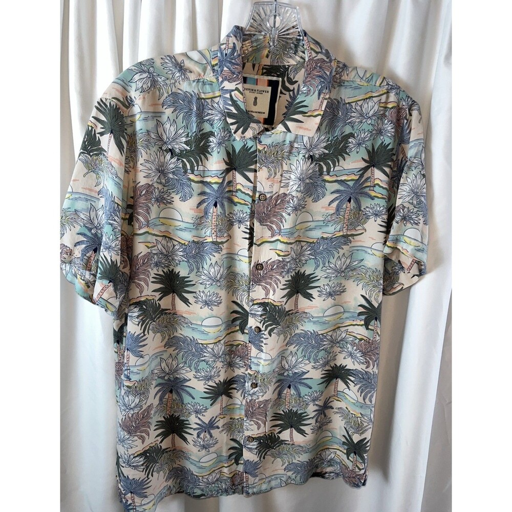 Denim & Flower Ricky Singht Men’s Tropical Hawaiian Shirt Suze M Resort Casual
